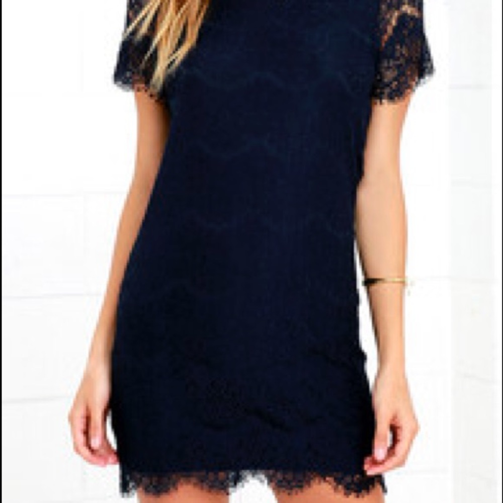 Lulus Navy Lace Bodycon Shift Dress